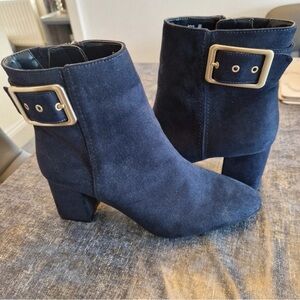 Marks & Spencer Dark Blue Ankle Boots with Metallic Buckle